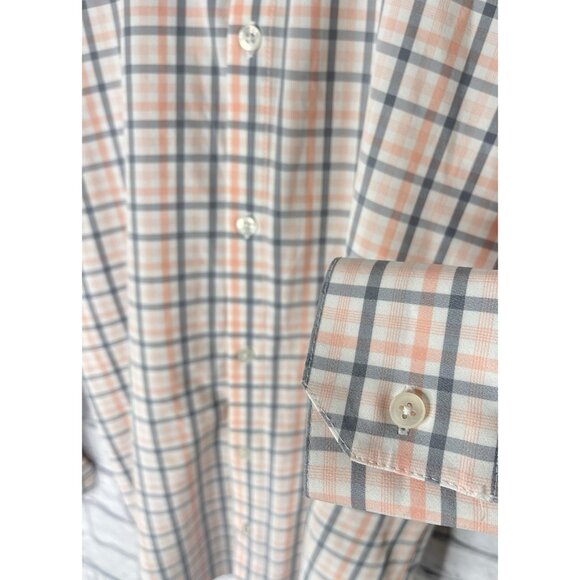MIZZEN + MAIN Men's Peach Plaid Leeward Collection Button Down Trim Fit Small - Picture 2 of 5